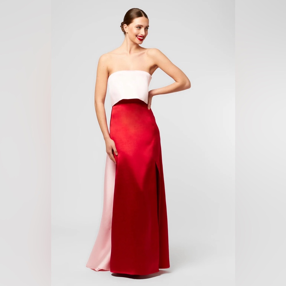 Elegant Strapless Red and White Dress